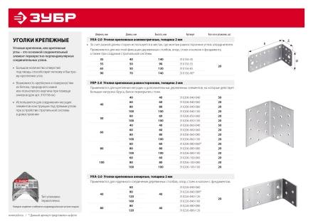 Крепежные углы асимметричные УКА-2.0 инд наклейка серия МАСТЕР купить в Ижевске