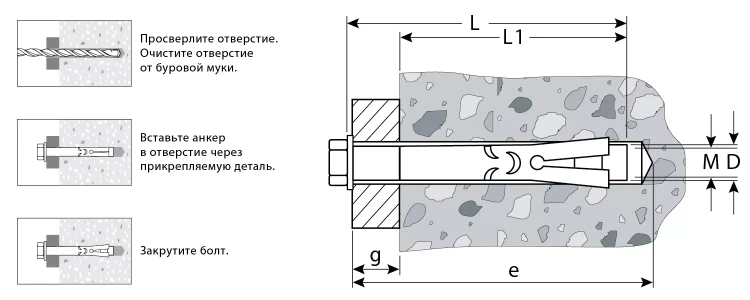 ЗУБР 10 х 80 мм, 40 шт, анкерный болт, Профессионал (302312-10-080) купить в Ижевске