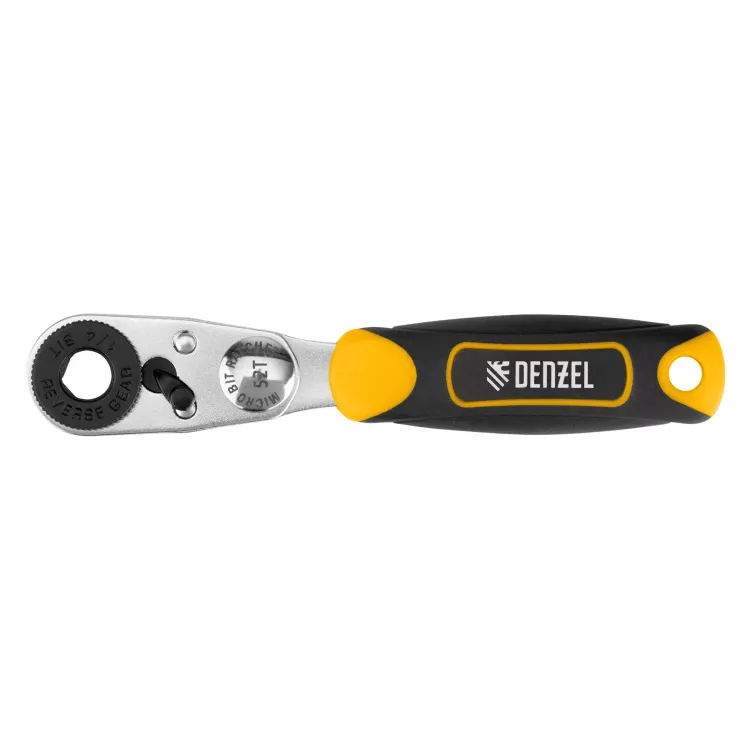 Ключ-трещотка для бит 1/4" Denzel 11633, 52 зуба, CrMo, адаптер для торцевых головок Denzel купить в Ижевске