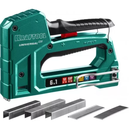 Степлер для скоб &quot;Universal HD&quot; 6-в-1: 53 (6-14 мм)/53F (8-14 мм)/140 (8-14 мм)/13 (6-14 мм)/300 (16 мм)/500 (16 мм), литой, алюм. корп., KRAFTOOL 3188 купить в Ижевске
