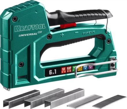 Степлер для скоб &quot;Universal HD&quot; 6-в-1: 53 (6-14 мм)/53F (8-14 мм)/140 (8-14 мм)/13 (6-14 мм)/300 (16 мм)/500 (16 мм), литой, алюм. корп., KRAFTOOL 3188 купить в Ижевске