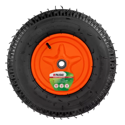 Колесо пневматическое усиленное Palisad 69081, шина 8PR, 4.00-8 D400 мм, внутренний диаметр подшипника 20 мм, длина оси 90 мм купить в Ижевске