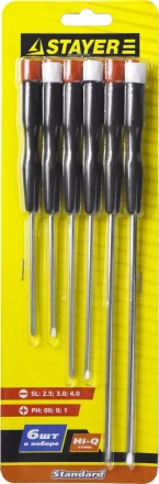 STAYER. Набор: Отвертки для точных работ с пластиковыми рукоятками и удлиненными стержнями 25570-H6_z01 купить в Ижевске