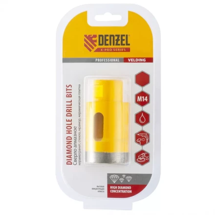Сверло алмазное по керамограниту 75мм мокрое резание М14 DENZEL 72695 купить в Ижевске