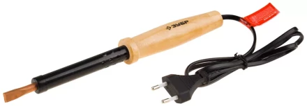 Электропаяльник ЗУБР &quot;МАСТЕР&quot;с деревянной рукояткой и долговечным жалом, форма клин, 100Вт 55405-100_z01 купить в Ижевске