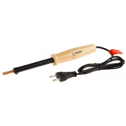 Электропаяльник ЗУБР "МАСТЕР" с деревянной рукояткой и долговечным жалом, форма клин 60Вт 55405-60