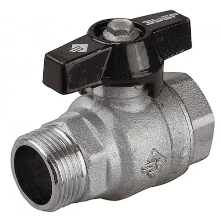 Кран шаровой ЗУБР полнопроходной &quot;мама-папа&quot;, бабочка, хромиров латунь, 3/4&quot; 4-51324-C-3/4 купить в Ижевске