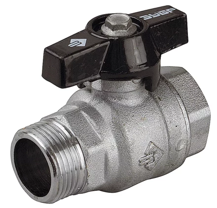 Кран шаровой ЗУБР полнопроходной &quot;мама-папа&quot;, бабочка, хромиров латунь, 3/4&quot; 4-51324-C-3/4 купить в Ижевске