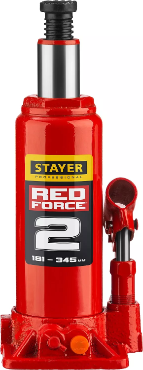 Домкрат гидравлический бутылочный "RED FORCE", 2т, 181-345 мм, STAYER 43160-2 43160-2_z01 купить в Ижевске
