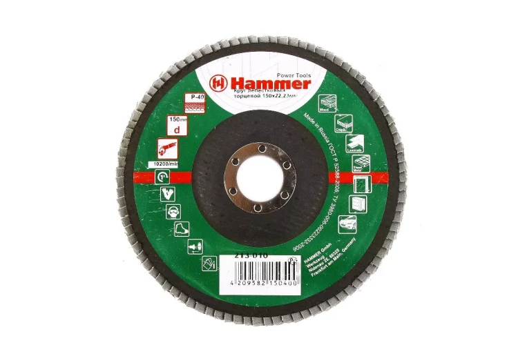 Круг Лепестковый Торцевой (КЛТ) HAMMER КЛТ 1 Ф150х22 Р40 213-010 купить в Ижевске