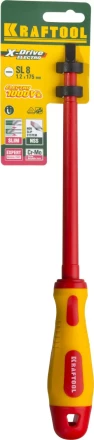 Отвертка KRAFTOOL, высоковольтная, Cr-Mo-V стержень, двухкомпонент. маслобензостойкая рукоятка, SL, 8,0х175мм 250083-8.0-175 купить в Ижевске