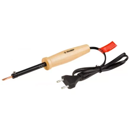 Электропаяльник ЗУБР &quot;МАСТЕР&quot; с деревянной рукояткой и долговечным жалом, форма клин, 40Вт 55405-40_z01 купить в Ижевске
