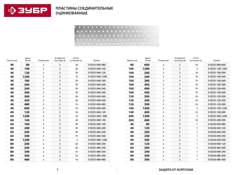 Пластина соединительная ЗУБР "МАСТЕР", 40х240мм, 1шт 310256-040-240 купить в Ижевске