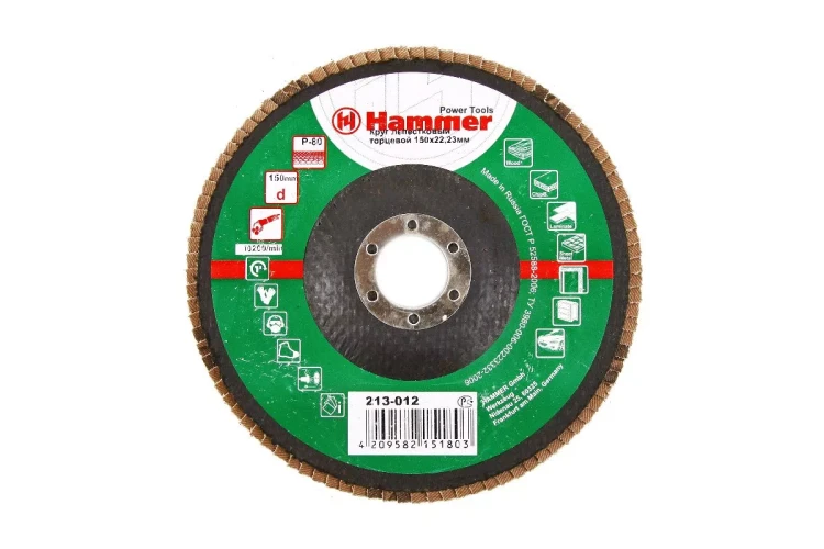 Круг Лепестковый Торцевой (КЛТ) HAMMER КЛТ 1 Ф150х22 Р80 213-012 купить в Ижевске