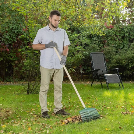 Грабли веерные пластиковые Сибртех, 420 мм, 22 плоских зуба, без черенка, Россия, 617055 купить в Ижевске