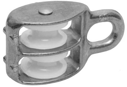 Блок ЗУБР двойной, оцинкованный, нейлоновый шкив, 7x25мм, 5 шт 4-304595-25 купить в Ижевске