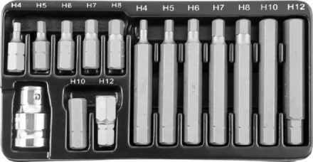 Набор вставок-бит шестигранных 30-75мм  4-12мм 15 предметов Jonnesway S29H4115S 47396 купить в Ижевске