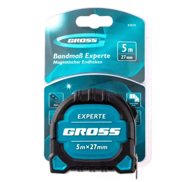 Рулетка нейлон Experte 5м x 27мм двухкомпон. корпус магнит двухстор. разметка Gross 32575 купить в Ижевске