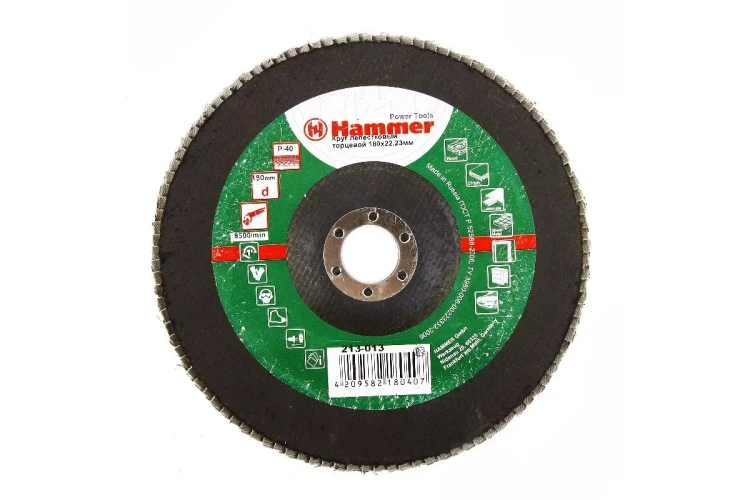 Круг Лепестковый Торцевой (КЛТ) HAMMER КЛТ 1 Ф180х22 Р40 213-013 купить в Ижевске