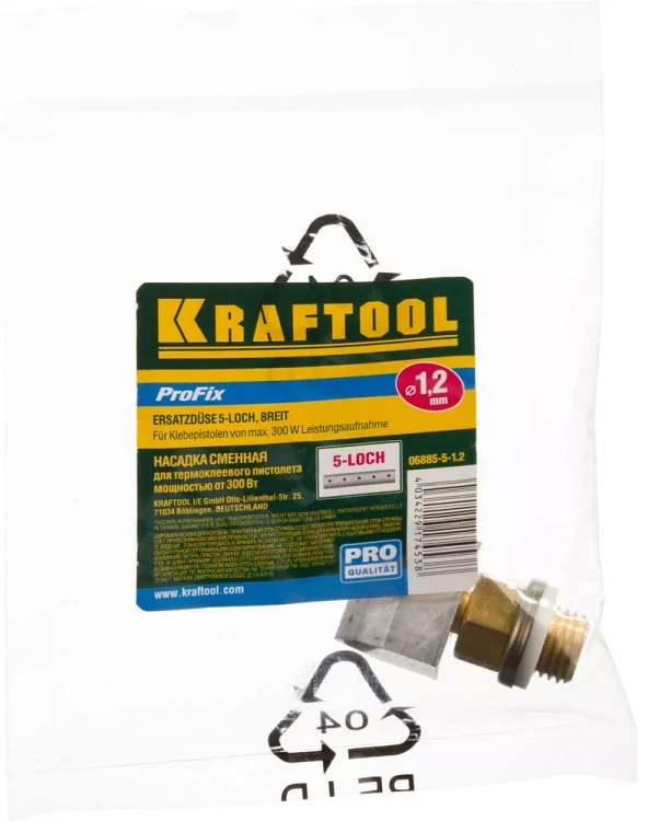 Насадка сменная KRAFTOOL "PRO" для клеевых (термоклеящих) пистолетов, широк насадка для коробок, 5 отверстий d=1,2мм, адаптер 06885-5-1.2 купить в Ижевске
