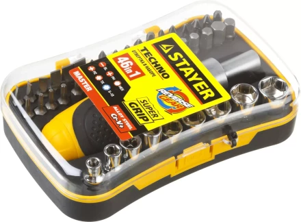 Набор STAYER &quot;MASTER&quot; &quot;HERCULES&quot;: Отвертки, реверс отвертка, биты 35шт, адаптер для торц голов, торц голов 9шт, 46 предм 25084-H46 купить в Ижевске