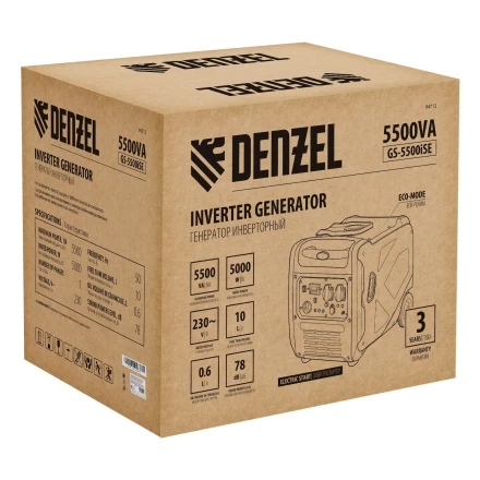 Генератор инверторный Denzel GS-5500iSE, 5,5 кВт, 230 В, закрытый корпус,электростартер купить в Ижевске