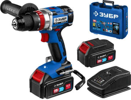 Бесщеточная дрель-шуруповерт ударная Зубр, 2 АКБ T7 (4 Ач), в кейсе DBS-201-42 серия «ПРОФЕССИОНАЛ» купить в Ижевске