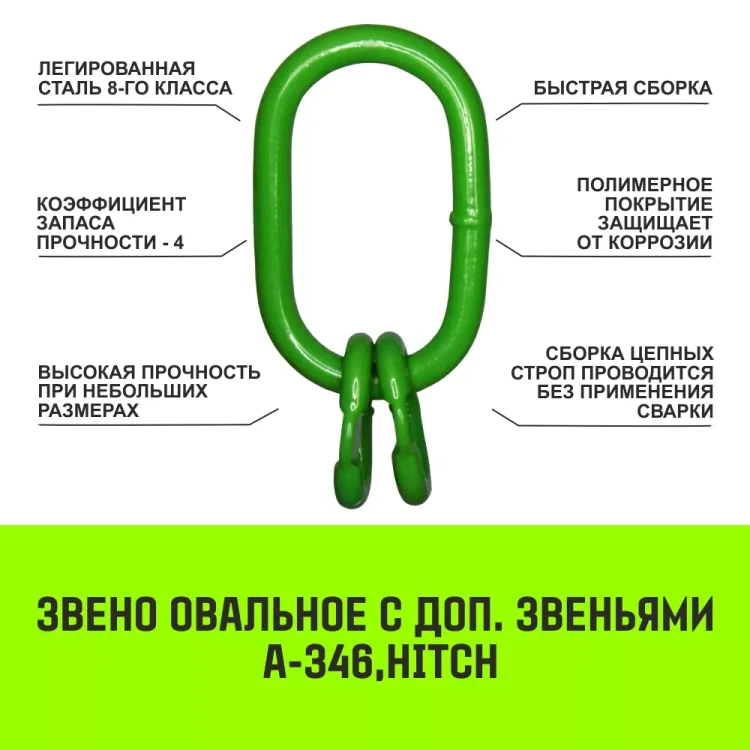 Звено овальное с доп. звеньями A-346 HITCH Т8 кл 2.36 т (SZ071390) купить в Ижевске