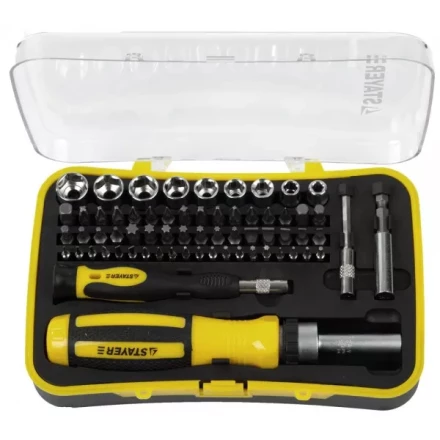 Набор STAYER &quot;MASTER&quot;: Отвертка реверсивная с эргономичной ручкой, с насадками, в пластмассовом боксе, 65 предметов 25310-H65 купить в Ижевске