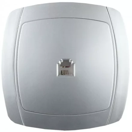 Розетка СВЕТОЗАР "АКЦЕНТ" телефонная одинарная в сборе, цвет серебристый металлик SV-54217-SM купить в Ижевске