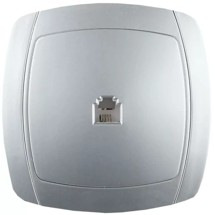 Розетка СВЕТОЗАР "АКЦЕНТ" телефонная одинарная в сборе, цвет серебристый металлик SV-54217-SM купить в Ижевске