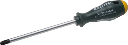 Отвертка KRAFTOOL, Cr-Mo-V закалённый стержень, двухкомпонентная противоскользящ рукоятка, PH 3x150мм 25008-3-150 купить в Ижевске