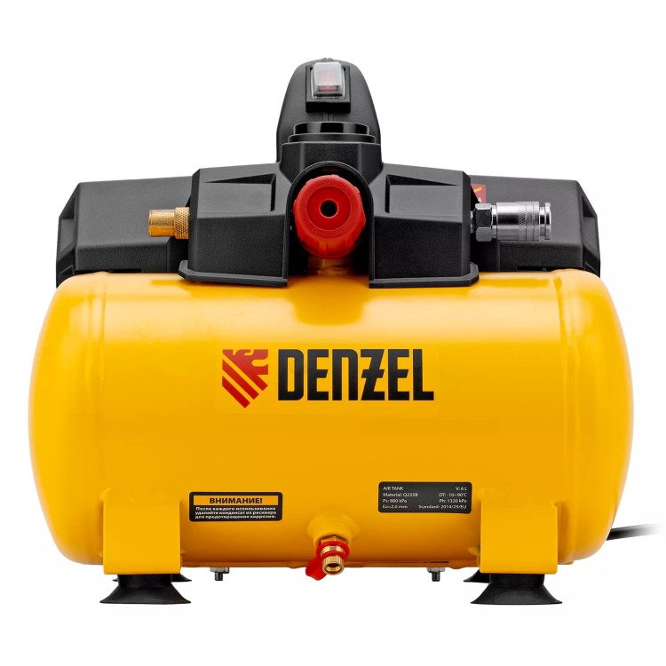 Компрессор Denzel DLS750/6 58019 безмасляный малошумный 750 Вт, 140 л/мин,ресивер 6 л купить в Ижевске