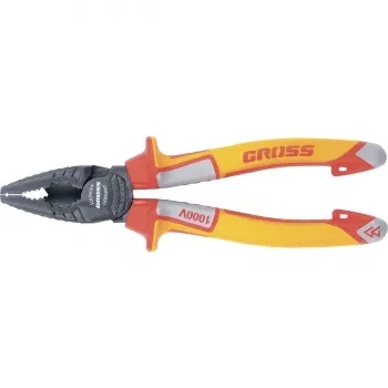 Плоскогубцы комбинированные, диэлектрические трехкомпонентные рукоятки до 1000 В, 180 мм GROSS 16989 купить в Ижевске