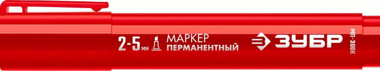 ЗУБР МП-300К красный, 2-5 мм, клиновидный перманентный маркер (06323-3) купить в Ижевске