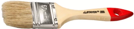 Кисть плоская STAYER &quot;UNIVERSAL-STANDARD&quot;, светлая натуральная щетина, деревянная ручка, 50мм 0101-050 купить в Ижевске
