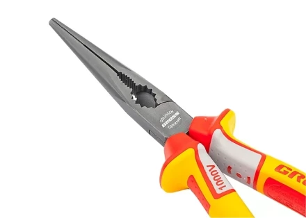 Длинногубцы прямые диэлектрические рукоятки до 1000 В трехкомпонентные рукоятки 205 мм GROSS 17177 купить в Ижевске