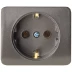 Розетка СВЕТОЗАР &quot;ГАММА&quot; с заземлением, одинарная, без вставки и рамки, цвет темно-серый металлик, 16А/~250В SV-54105-DM купить в Ижевске