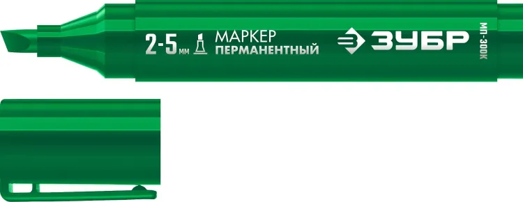 ЗУБР МП-300К зеленый, 2-5 мм, клиновидный перманентный маркер (06323-4) купить в Ижевске