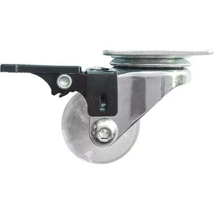 Колесо ПУ прозрачное поворотное с тормозом d-35 мм, крепление платформенное Сибртех 68736 купить в Ижевске