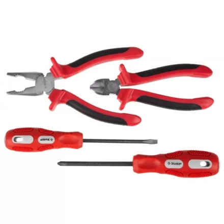 Набор инструментов ЗУБР &quot;МАСТЕР&quot;, плоскогубцы, бокорезы, 2 отвертки 22025-H4 купить в Ижевске