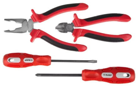 Набор инструментов ЗУБР &quot;МАСТЕР&quot;, плоскогубцы, бокорезы, 2 отвертки 22025-H4 купить в Ижевске