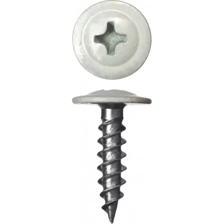 Саморезы ЗУБР с прессшайбой по листовому металлу до 0,9 мм, окрашенные в RAL-9003, PH2, 4,2х25 мм, 400шт 300191-42-025-9003 купить в Ижевске