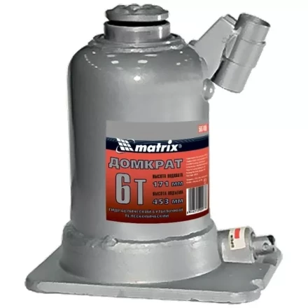 Домкрат гидравлический бутылочный телескопический 6 т подъем 171–453 мм MATRIX 507405 купить в Ижевске
