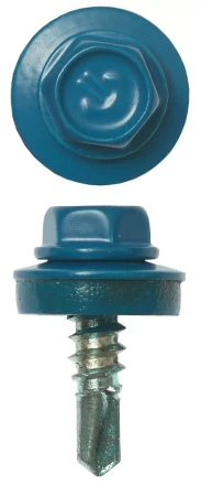 Саморезы ЗУБР окраш., RAL 5009 небесно-голуб., для крепл. кров. матер. к металл. констр., 5.5x19мм, 2500шт 4-300310-55-019-5009 купить в Ижевске