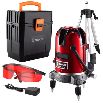 Уровень лазерный LL57 SET4 DEKO, 065-0296, в пластиковом кейсе со штативом купить в Ижевске