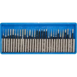 Набор ЗУБР: Мини-насадки с алмазным напылением в пластиковом боксе, P=180, хвостовик d=3мм, 30 предметов 33383-H30