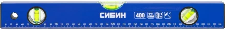 Уровень СИБИН коробчатый, 3 противоударных ампулы, измерительная линейка, 40см 34605-040 купить в Ижевске