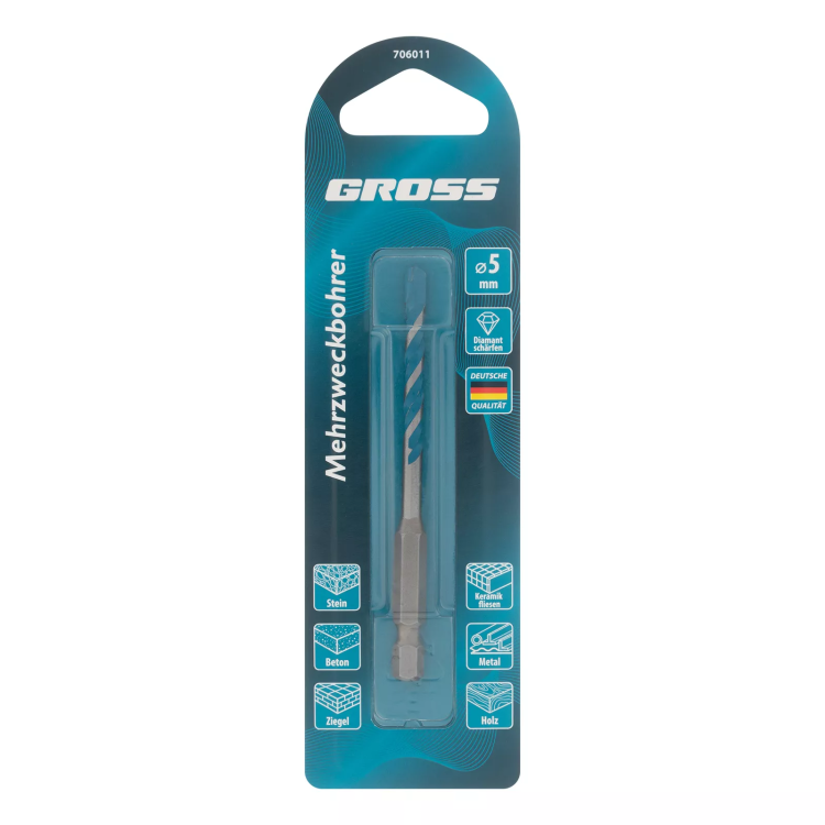 Сверло универсальное Gross , Multipurpose PRO, 6-гр. хвостовик, 5мм, 706011 купить в Ижевске