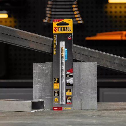 Сверло спиральное по металлу Denzel 6 х 139 мм, Р6М5, Golden Tip, удлиненное, 718256 купить в Ижевске